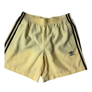 Adidas Men's Athletic Shorts in Light Yellow with Black Stripes